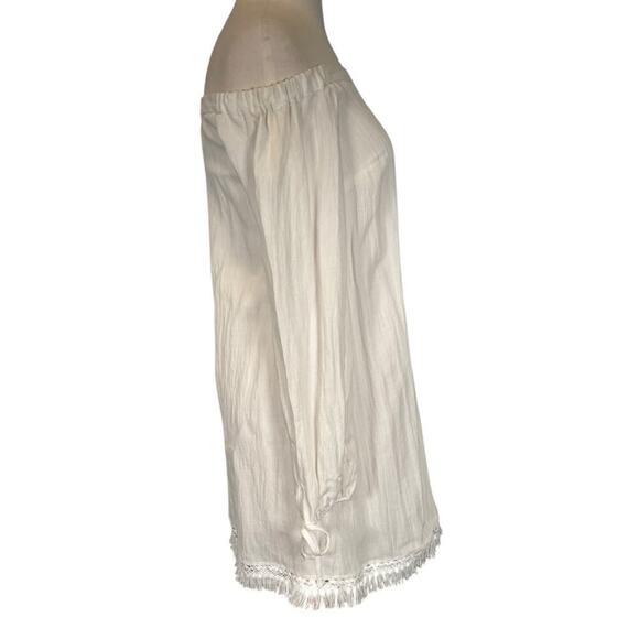 Lilly Pulitzer Adira Dress White New With Tag Fringe Botton Off the Shoulder XS - Picture 3 of 10